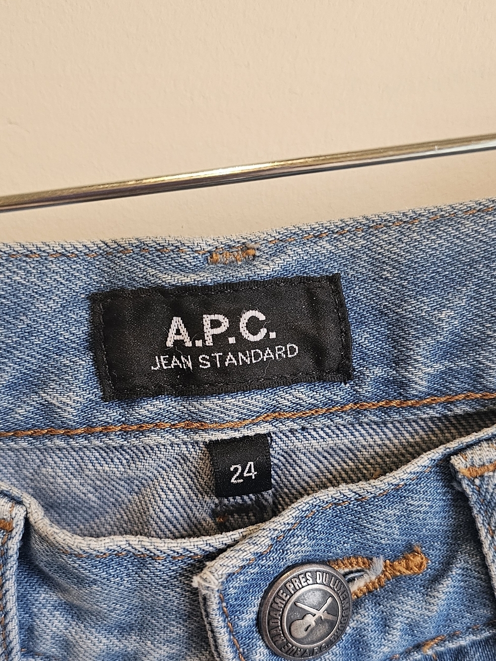 BNWT A.P.C. Jean Standard Straight Jeans - Light Blue 100% Cotton Denim Size 24 - Picture 2 of 7